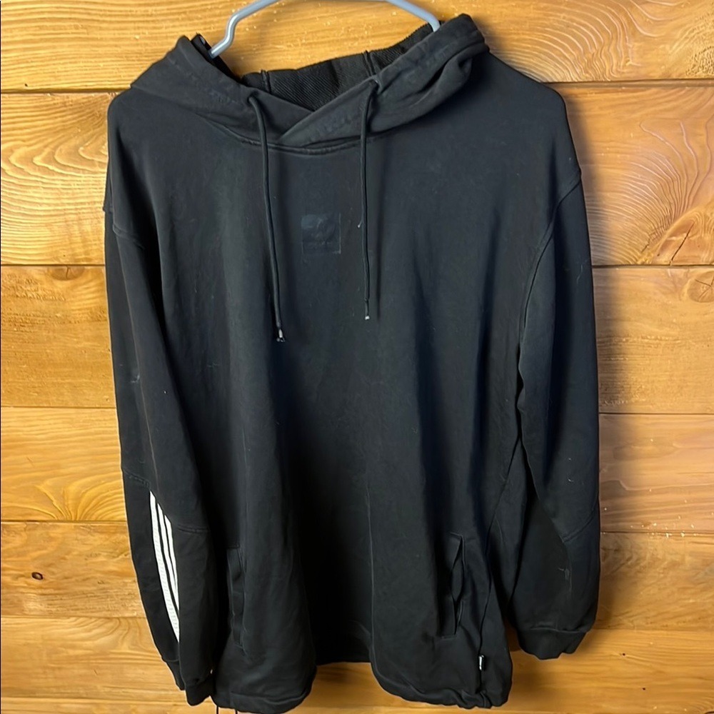 Adidas‎ Originals Mens Black Tonal Trefoil Logo 3-Stripe Pullover Hoodie L Urban